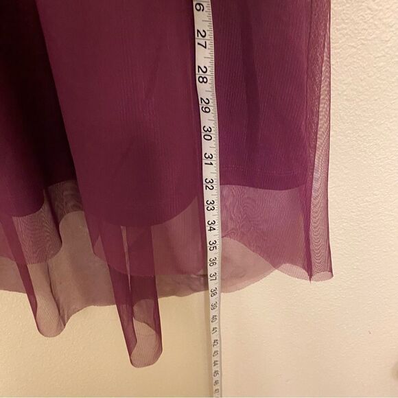 Purple lace floral mesh embroidered formal girls dress long sleeve XL 14-16 - Picture 8 of 10